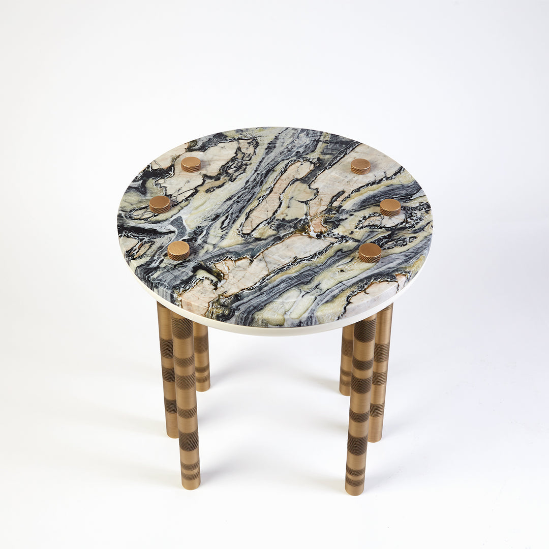 Ipanema Brass Marble Side Table