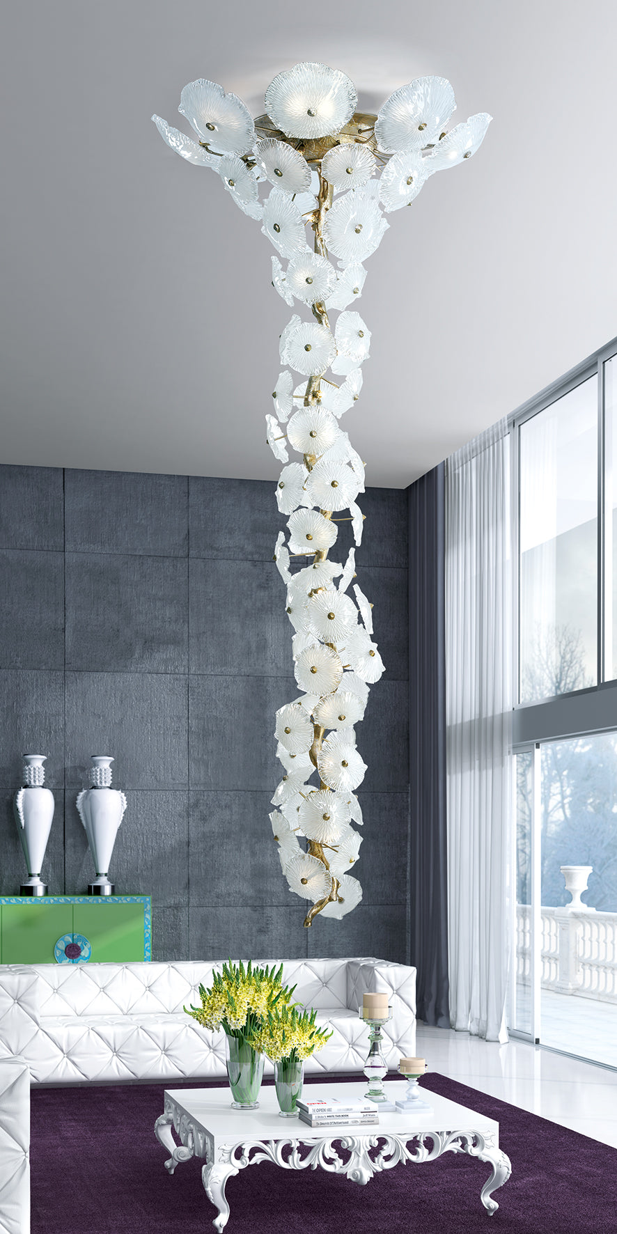 NENUFAR WATER LILY LARGE STAIRCASE CHANDELIER