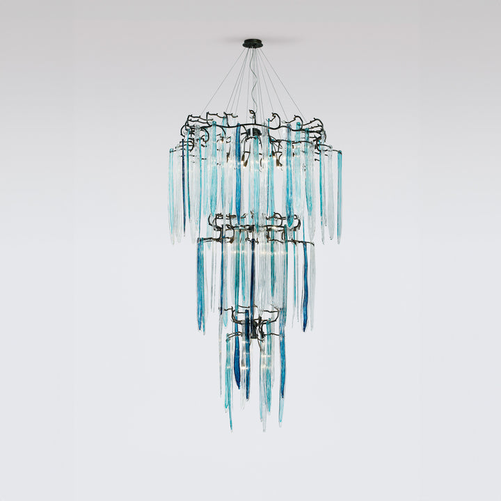 Waterfall Staircase 3-Tier Chandelier